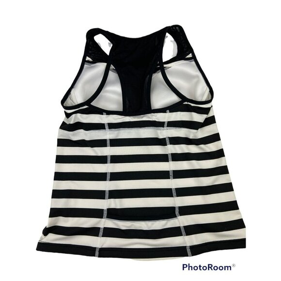 Athleta Workout Black and White Tank Built-in Bra Racerback Running Tank Top Siz - Picture 7 of 14